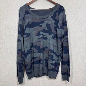 OGD One Grey Day Sweater Large Formosa Camo Pullover F21836-SF Blue‎ Gray Grunge